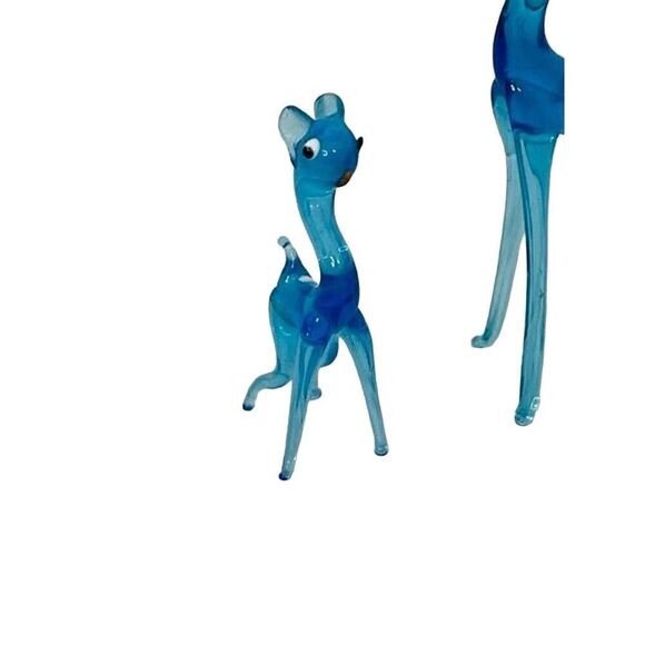 Vintage Murano Hand Blown Art Glass Miniature Light Blue Deer Figures Family Set - Picture 5 of 7